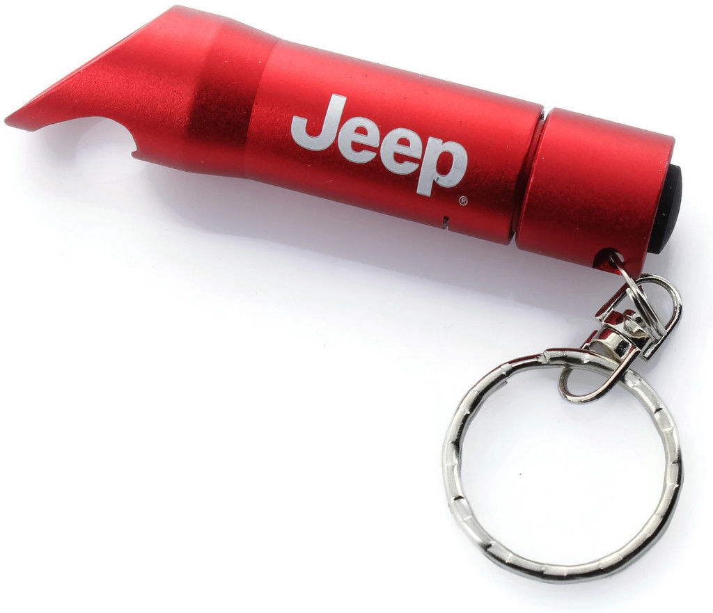 Red Jeep Mini Flashlight LED Bottle Opener Key Chain - Click Image to Close